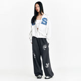Symbol Embossed Sweat Pants Charcoal
