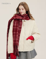 Amble Fur Collar Quilting Padded Jumper IVORY