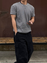 Vine sripe waffle short sleeve