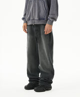 BACK LOGO WASHED DENIM PANT