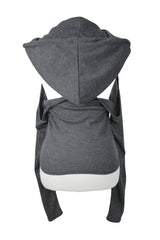 [春] - Drape hood T (Black/Gray)