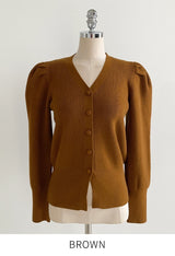 Leveyu V-neck Puff Knit Cardigan