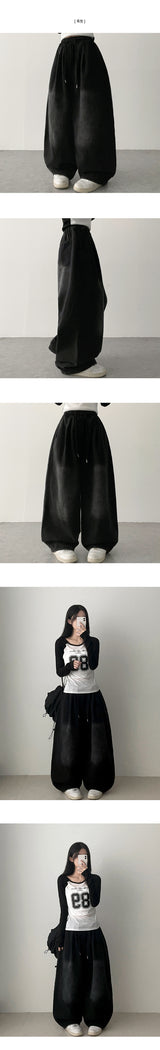 Nell waistbanding denim wide pants