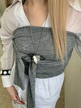 Heart.silver balls long necklace