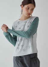 Handwriting Flower Long Sleeve Top / Green