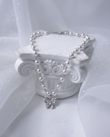 バタフライフェアリーパールチョーカーネックレス - Silver Color