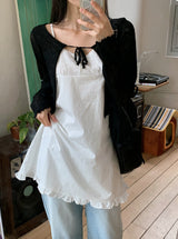 #Wave Ribbon Bolero Knit Cardigan (4color)