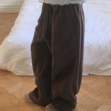 Leno incision fleece two-way wide pants