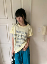 Nanade Lettering Dot Printing Loose-Fit Short Sleeve Tee