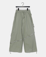 Erem Zipper String Two-Way Banded Wide Cargo Pants