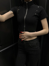 Chic stud half zip up(4color)