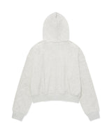 Women’s Oversized Clover Heart Raglan Hooded Zip-Up Oatmeal