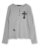 ゴシッククロスヘンリーネックロングスリーブ_グレー