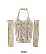 Zen halter-neck cable knitwear warmer set
