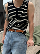 [S/S] Stripe henry neck sleeveless(3color)