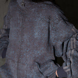 original bird rivet washed plus velvet sweater cardigan jacket