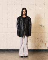Circle Leather Blazer (Black)