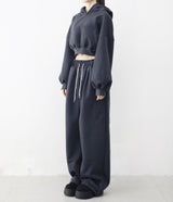 Diction embroidery sheepskin crop overhoodie