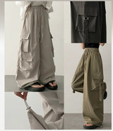Send-banding two-pocket cargo wide pants