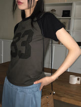 Sec 33 プリンティドセミクロップ半袖Tシャツ