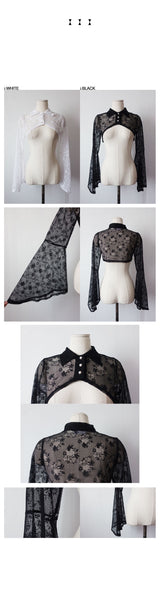 LACE LAYERED CROP BLOUSE (WHITE )