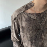 ENOC Grunge dyeing Shoulder Snap Long Sleeve T-shirt (2 colors)