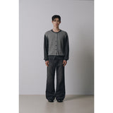 Layered wool knit cardigan(Charcoal)