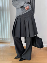 Fake Pleats Skirt Casual Pants