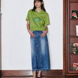Denim Long Skirt Blue