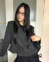 [MADE] Saeh Basic Peach Napping Slit Collar Short Jacket