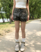 Hush Button Pocket Pumpkin Shorts