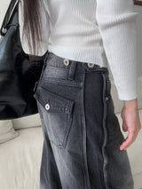 Dual Switch Gradient Flap Pocket Two-Way Snap Wide Pants (3 Colors)