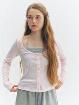 Halter Button T-Shirt (Pink)