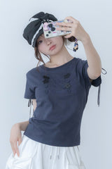 ナポレオン ボタン Tシャツ(black)