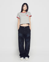 26SSウーマン テニス AC ベア クロップ ショートスリーブ リンガー Tシャツ