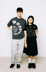 スケッチクロスエンジェルTシャツ - ブラック