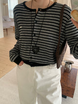[MADE] [Planning] Slits Stripe Round Cardigan