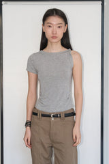 アシンメトリックツイステッドショルダートップ (Gray)