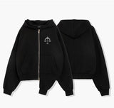 2-way Crop Fit Camo Print Hooded Zip-up Jumper Black