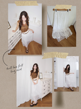 twill lace frill long skirt