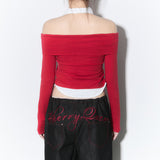 (3rd reorder) shirts layered off shoulder top - red