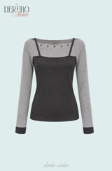 Green block layer long-sleeve T-shirt