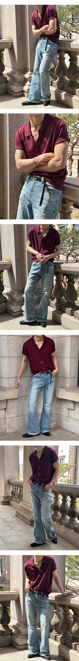 [Unisex] オールブラッシュフレアデニムパンツ