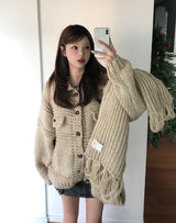 [wool20%] Ellie Bokashi handmade knit cardigan