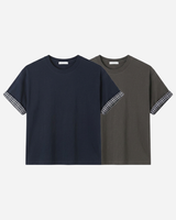 ターンバック クロップド ロールアップ ショートスリーブ Tシャツ