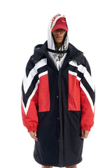 ロングラインフーデッドパッファージャケット