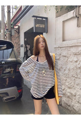 アストリッッピードトップオーバーフィットロングスリーブドTシャツ