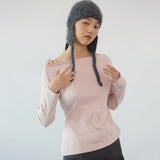 Off shoulder long sleeves_pink