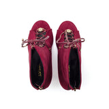 Suede Cross-Ring Open Toe Heel(Red)