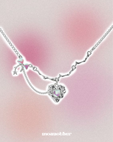 Aurora Heart Ribbon Necklace